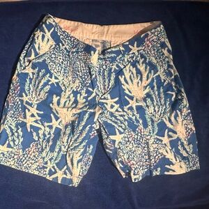 Lilly Pulitzer Blue Coral Print Athletic Shorts